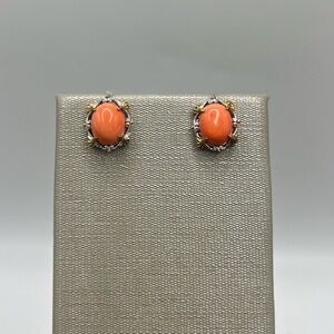 Gems en Vogue Coral Sterling Silver Stud Earrings – 925 NH Signed